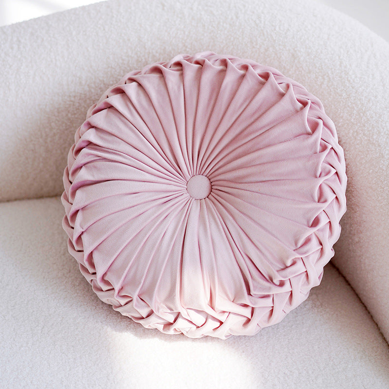 Pink Velvet Throw Pillow – Round Floor Cushion for Girl’s Room or Living Room-No insert