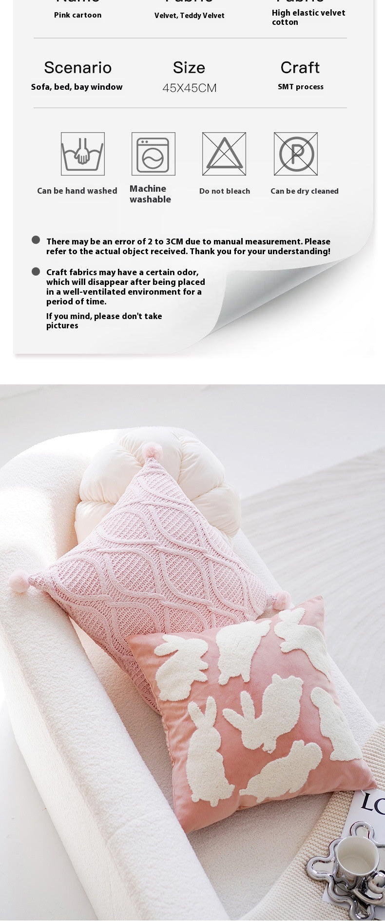 Pink Velvet Throw Pillow – Round Floor Cushion for Girl’s Room or Living Room-No insert