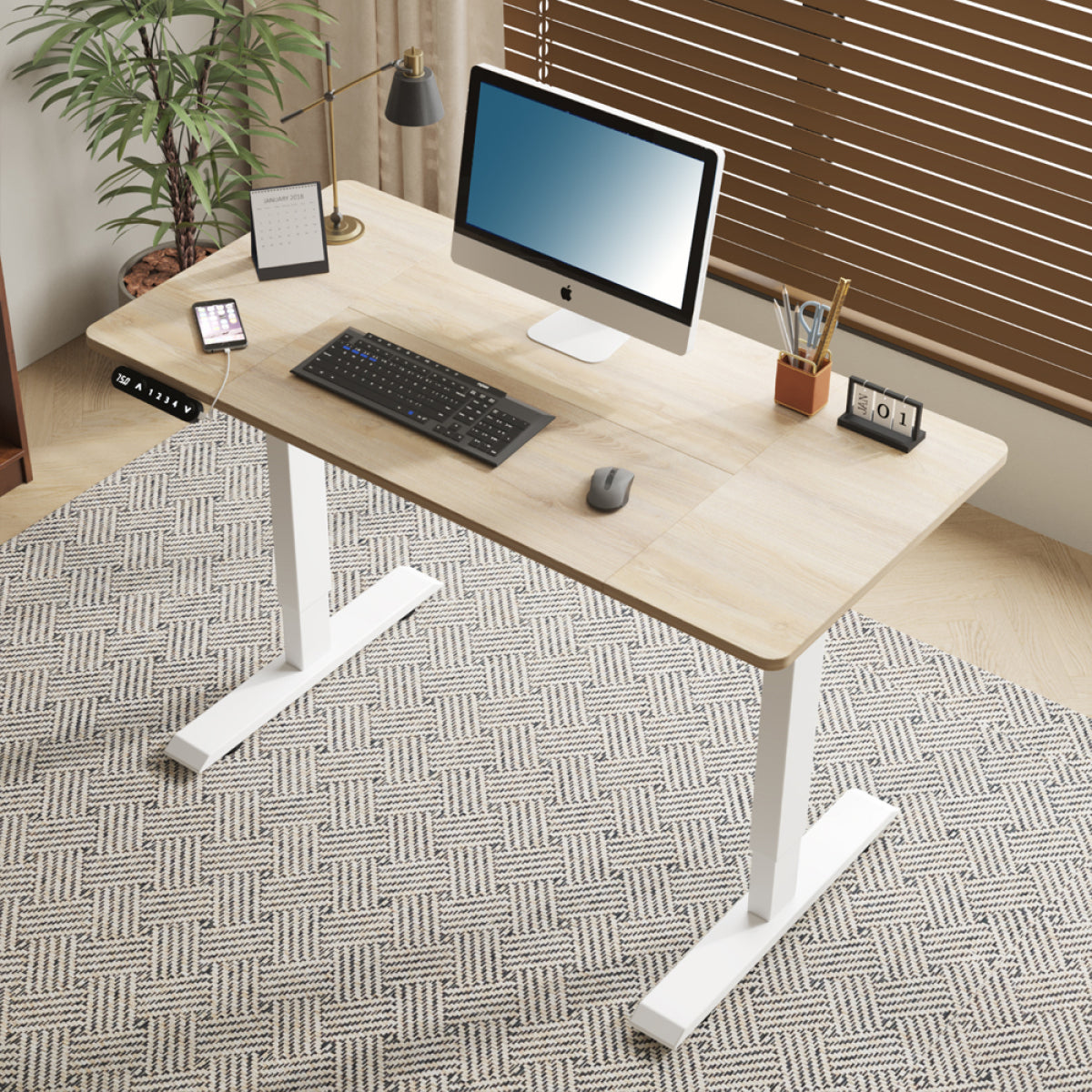 48" Electric Standing Desk Oak | Height Adjustable Office Table