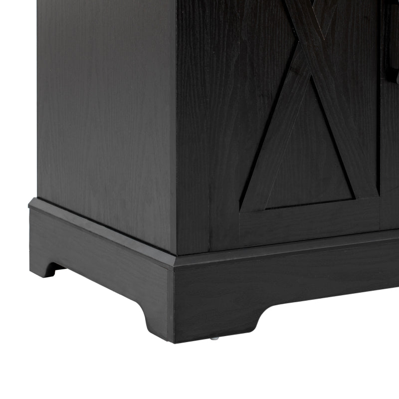 Black Farmhouse Buffet Sideboard with Door Shelves