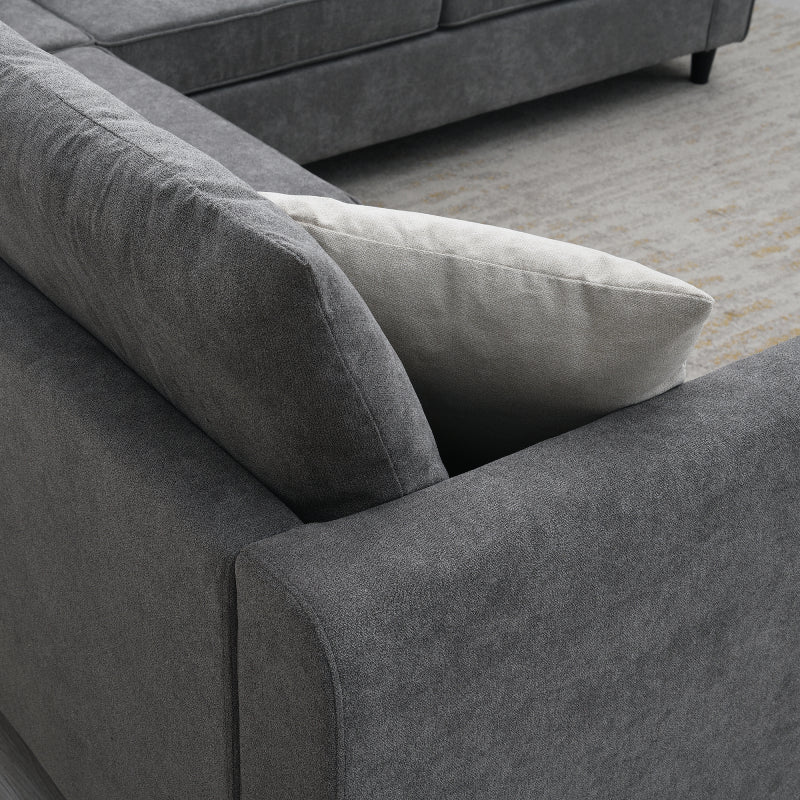 91" Modern L-Shape Sectional Sofa - Upholstered Couch with 3 Pillows
