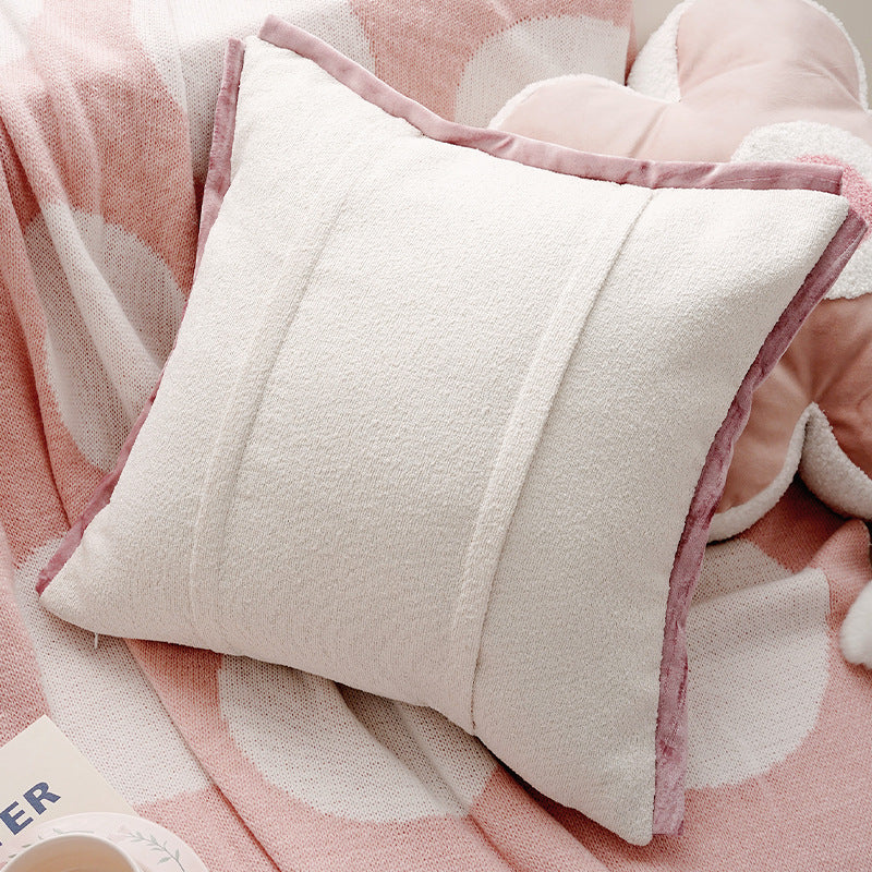 Pink Pastoral Pillow Cover – French Cream Style Cushion for Sofa or Bed – No Insert