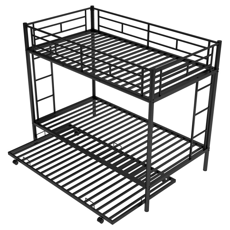 Twin over Twin Bunk Bed with Trundle, Black