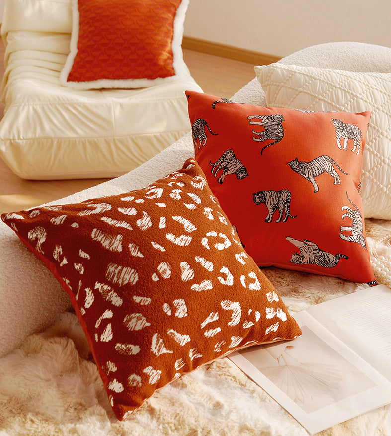 French Style Light Luxury High-End Black Living Room Sofa Cushion Vintage Cushion Rose Red Bay Window Cushion Lumbar Pillow