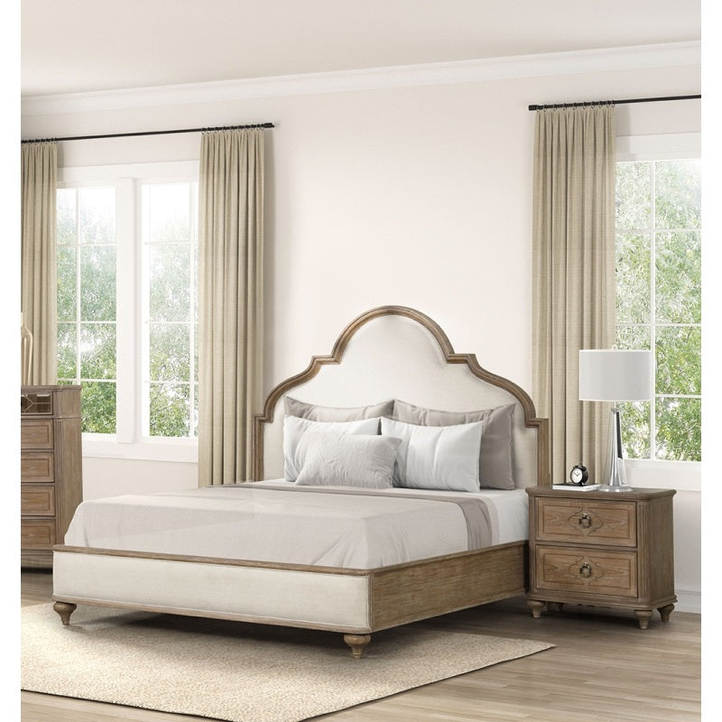 Rustic Oak 3-Piece Queen Bed Set | Solid Wood w/ Unique Legs & USB Ports