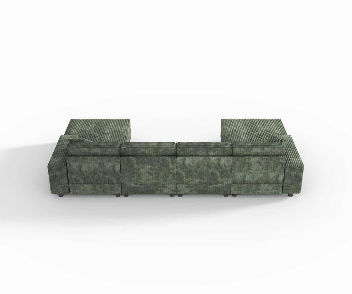 U-Shaped 4 Seat Corduroy Sectional Sofa, Green