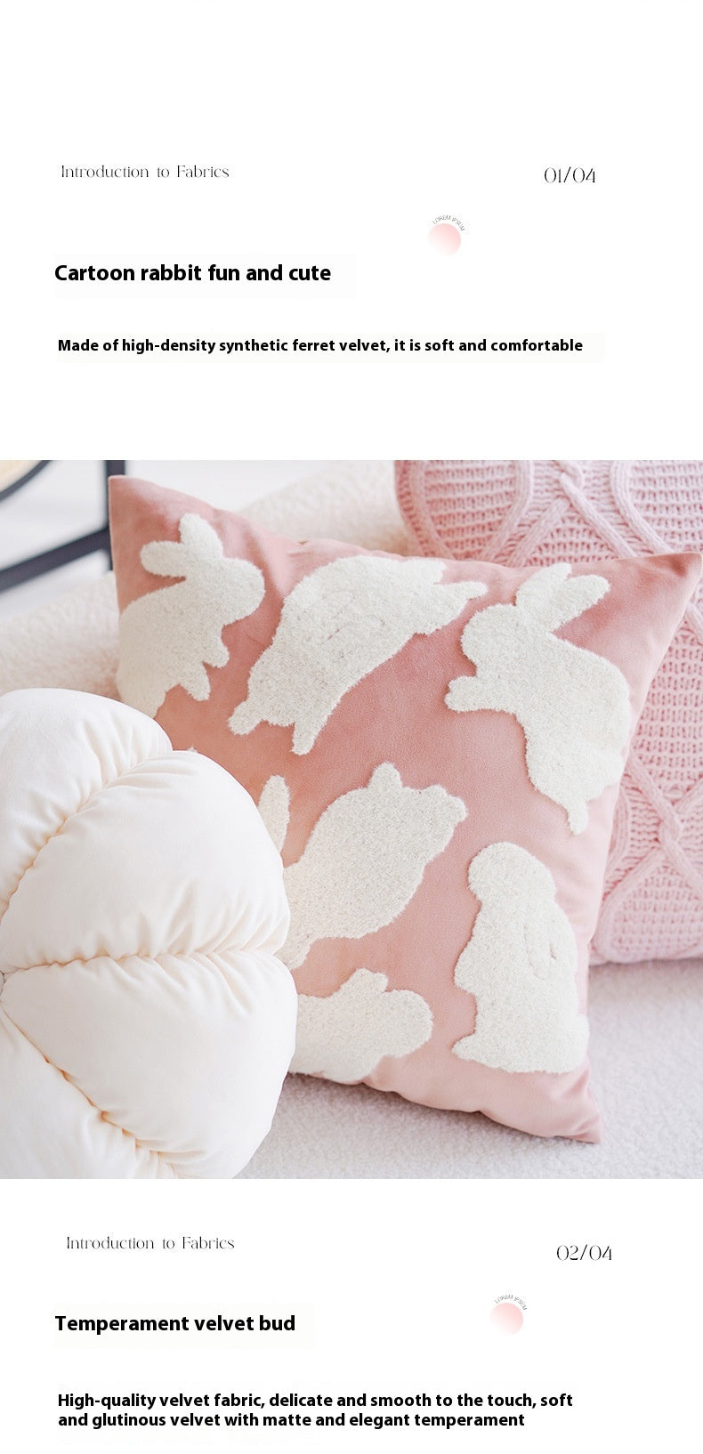 Pink Velvet Throw Pillow – Round Floor Cushion for Girl’s Room or Living Room-No insert