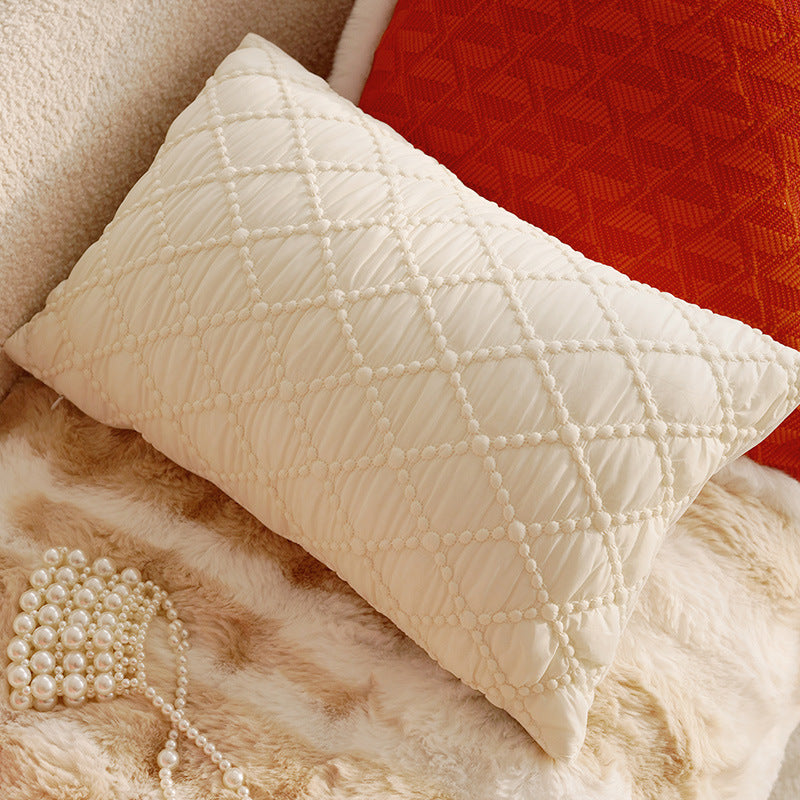 Red & Pink French Retro Pillow Cover – High-End Sofa Cushion – No Insert