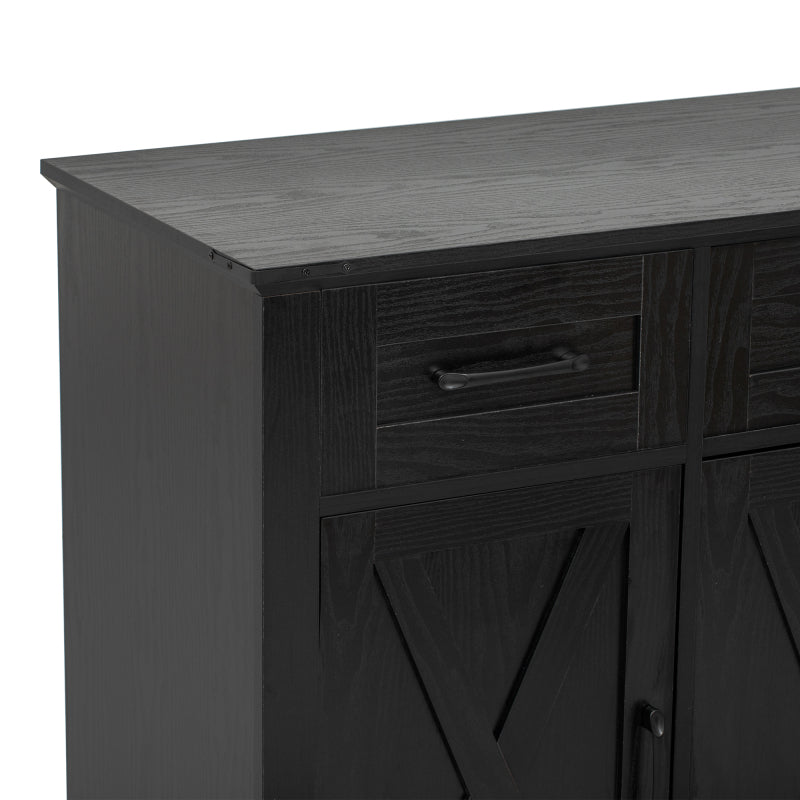 Black Farmhouse Buffet Sideboard with Door Shelves