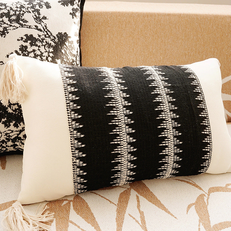 Cream Color Pillowcase High-end Retro Style Brown French Light Luxury Sofa Living Room Bed Lumbar Pillow Cushion with Core