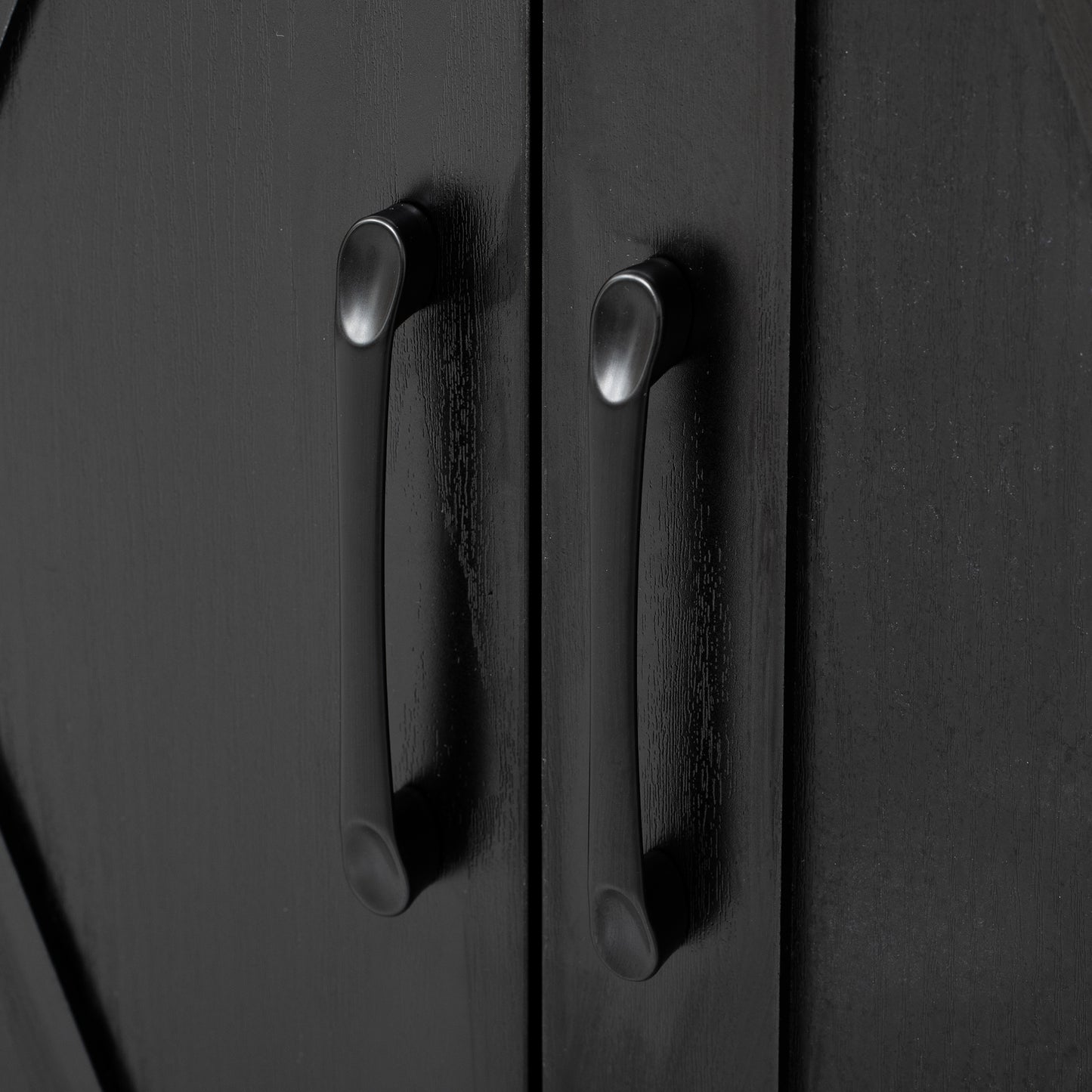 Black Farmhouse Buffet Sideboard with Door Shelves