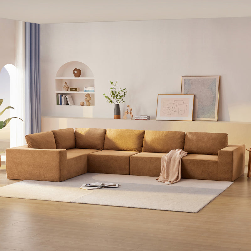 109" Modular L-Shape Sectional Sofa Set - 2PC Living Room Couch, Cream