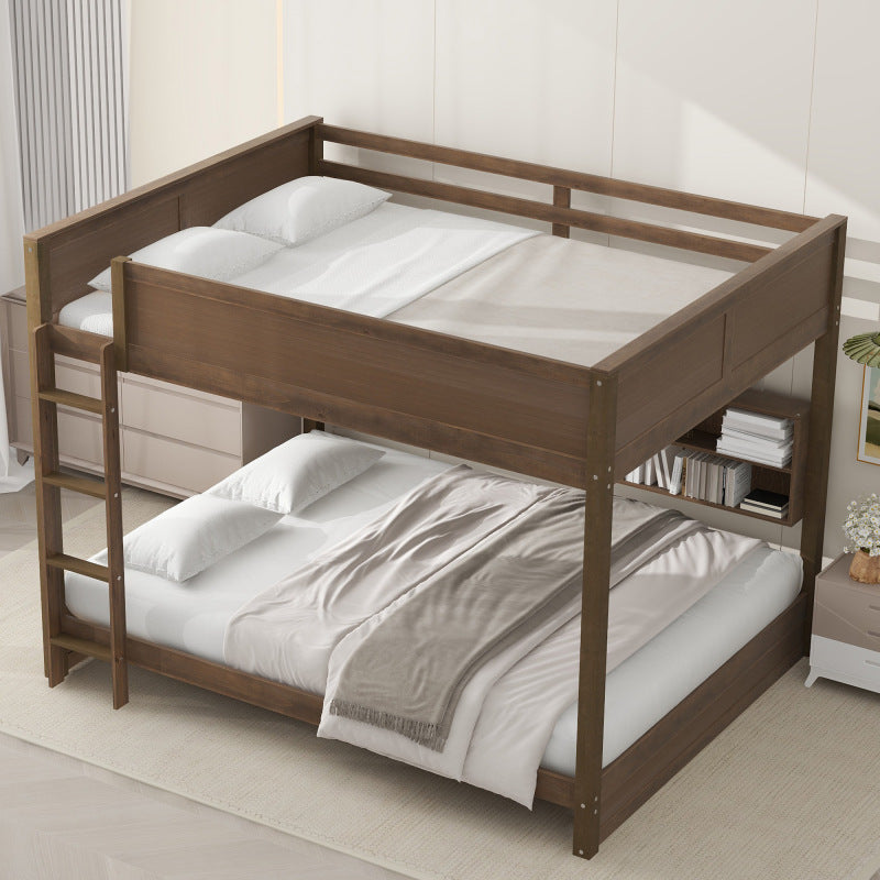 Antique Wood Queen Bunk Bed with Storage & USB Ports