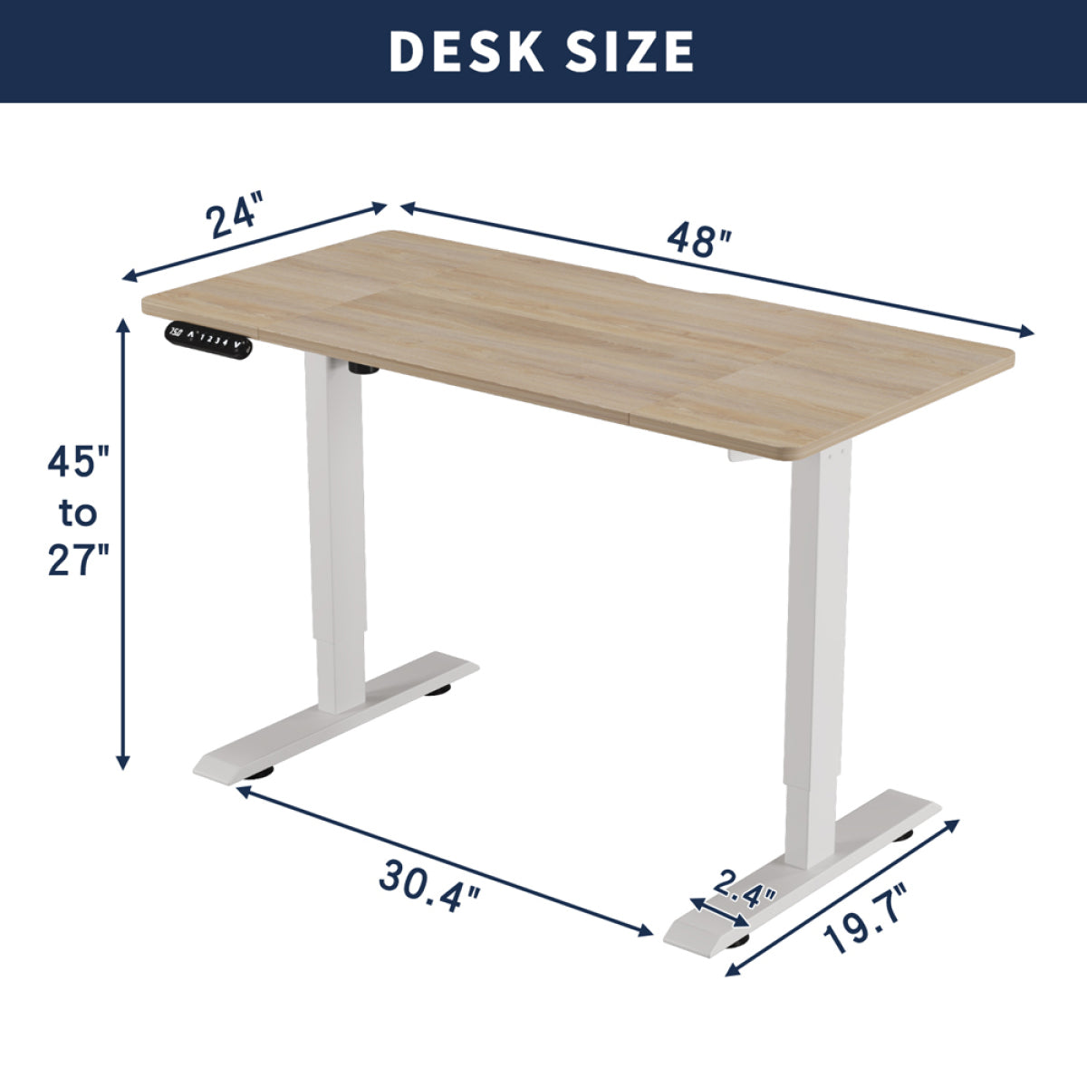 48" Electric Standing Desk Oak | Height Adjustable Office Table