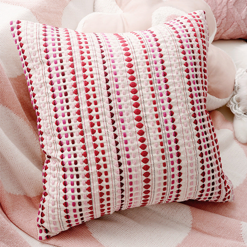 Pink Pastoral Pillow Cover – French Cream Style Cushion for Sofa or Bed – No Insert