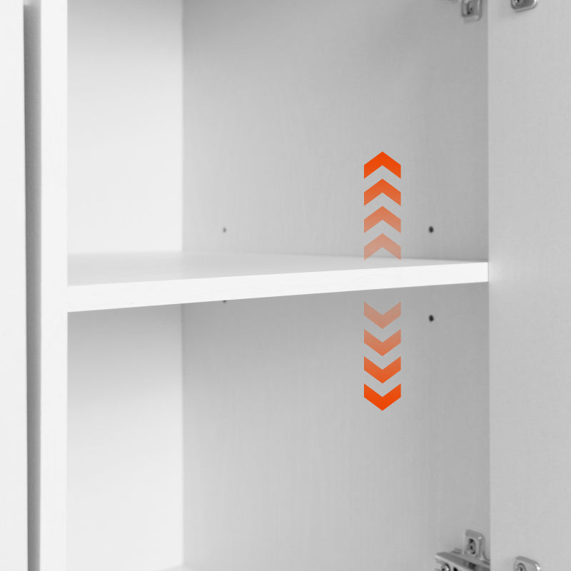 White Kitchen Island with Trash Cabinet & Drop Leaf