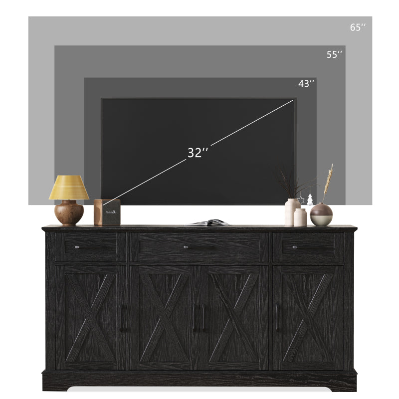 Black Farmhouse Buffet Sideboard with Door Shelves