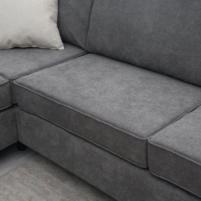 91" Modern L-Shape Sectional Sofa - Upholstered Couch with 3 Pillows