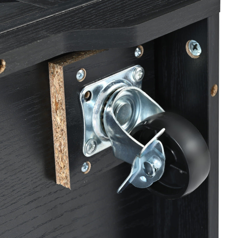 Black Rolling Kitchen Cart - 53.7" Island with Barn Doors & Storage